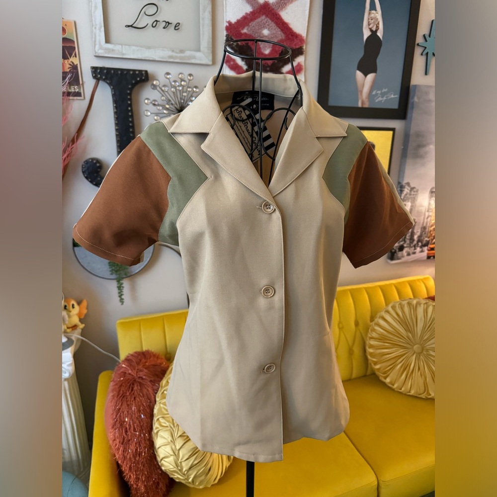 1940s Short Sleeve Retro Blouse